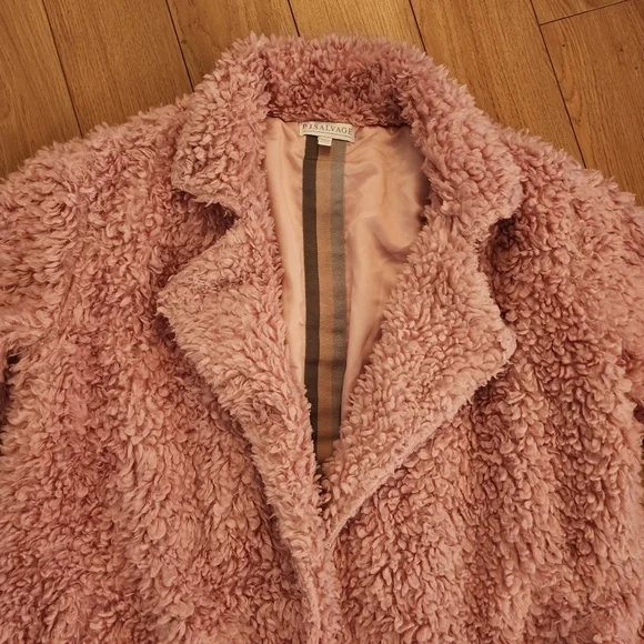 P.J. Salvage Pink Faux Fur Coat-oversized Small - Picture 5 of 16